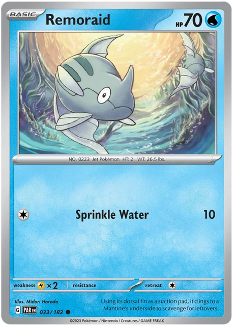 Remoraid Paradox Rift Single Pokemon Card 033/182