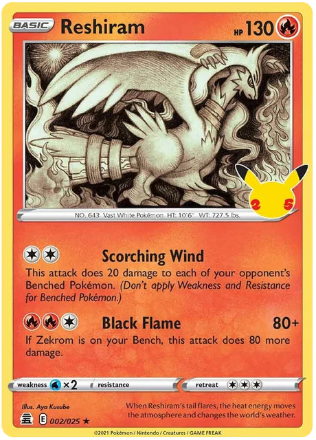 Reshiram Celebrations Pokemon Card Single 002/025