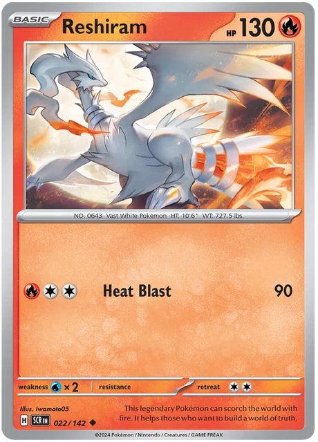 Reshiram Stellar Crown Pokemon Single Card 022/142