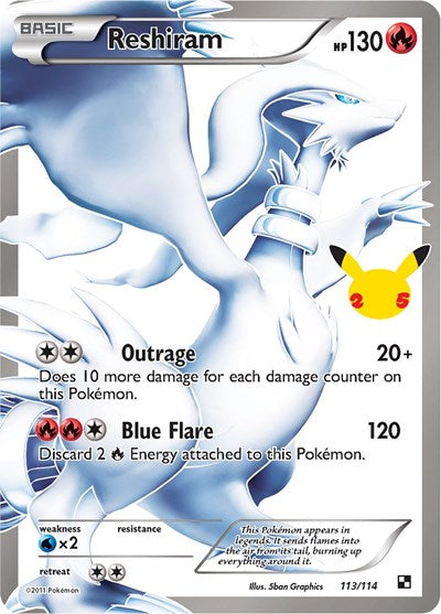 Reshiram Celebrations Classic Collection Pokemon Card Single 113/114