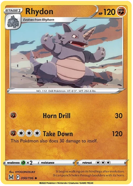 Copy of Rhydon Lost Origin Pokemon Single Card 090/196