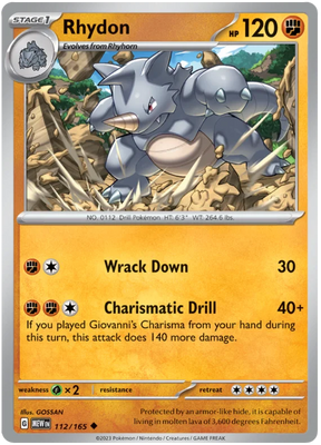 Rhydon 151 Single Pokemon Card