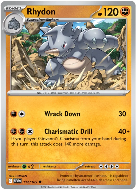 Rhydon 151 Single Pokemon Card