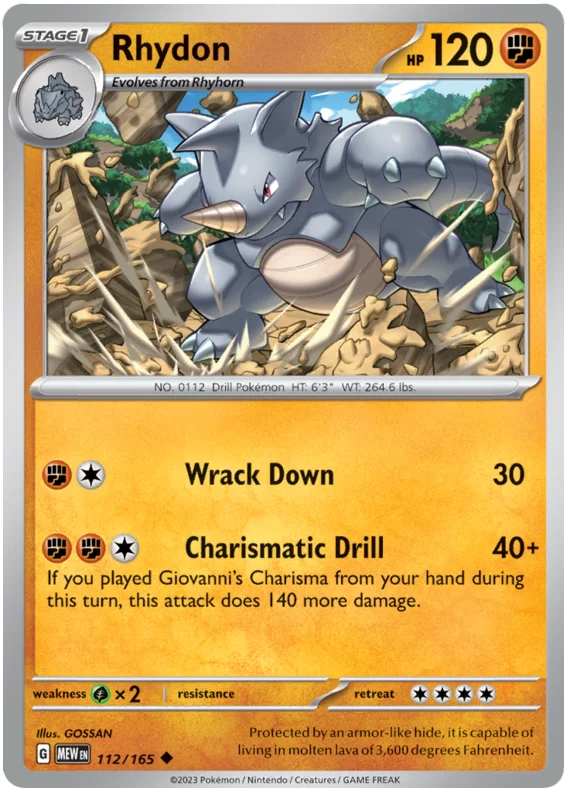 Rhydon 151 Single Pokemon Card