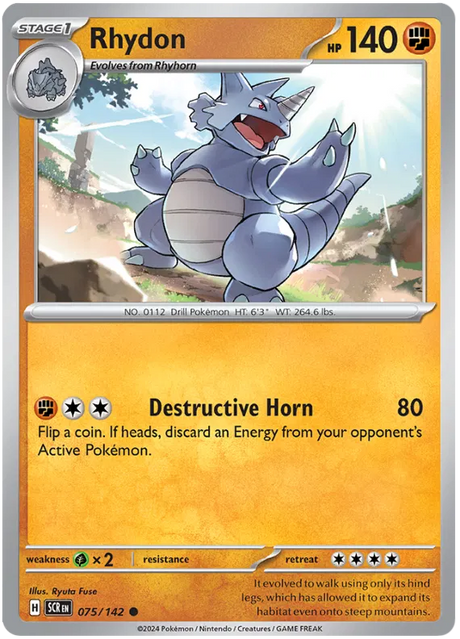 Rhydon Stellar Crown Pokemon Single Card 075/142