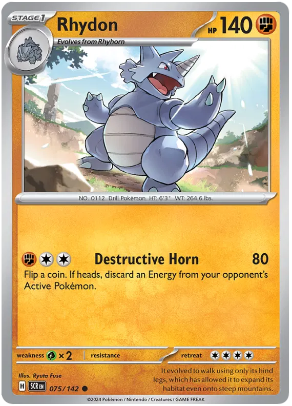 Rhydon Stellar Crown Pokemon Single Card 075/142