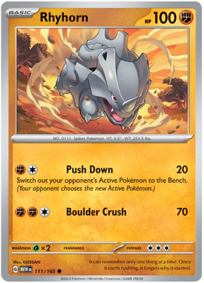 Rhyhorn 151 Single Pokemon Card