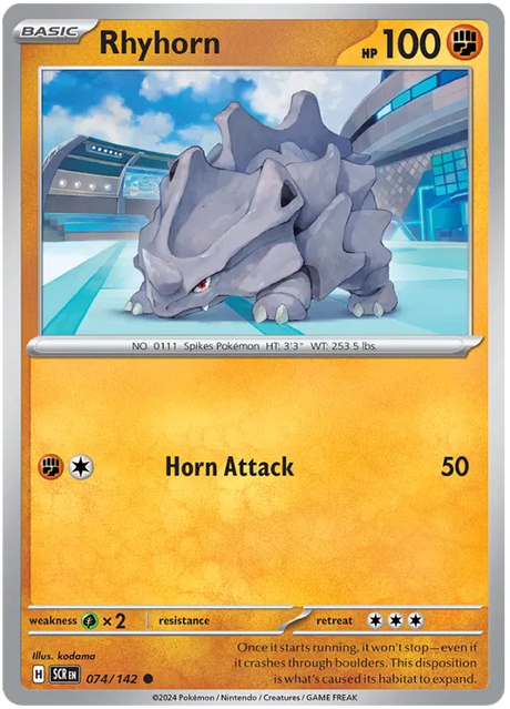 Rhyhorn Stellar Crown Pokemon Single Card 074/142