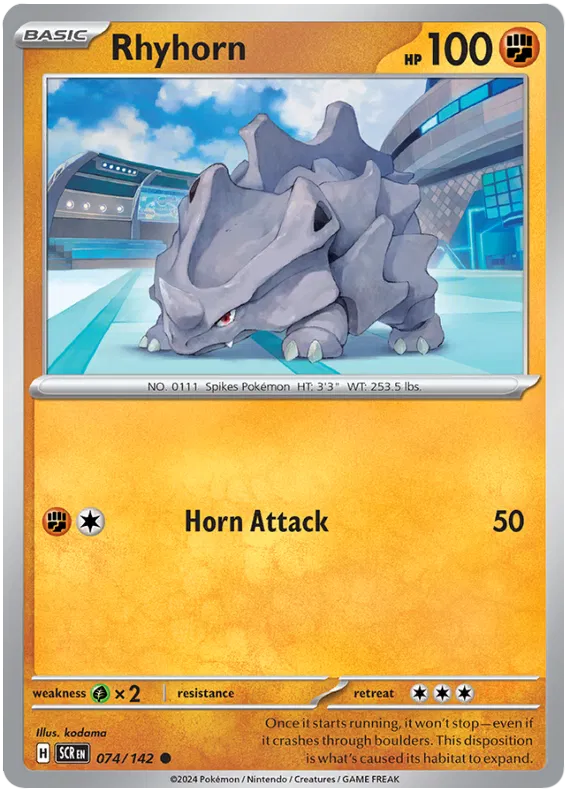 Rhyhorn Stellar Crown Pokemon Single Card 074/142