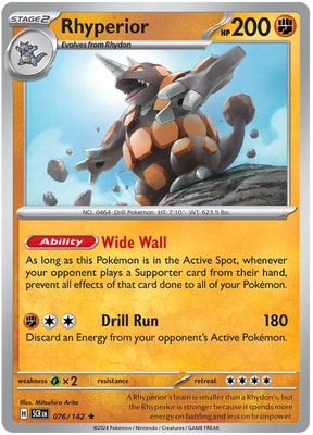 Rhyperior Stellar Crown Pokemon Single Card 076/142