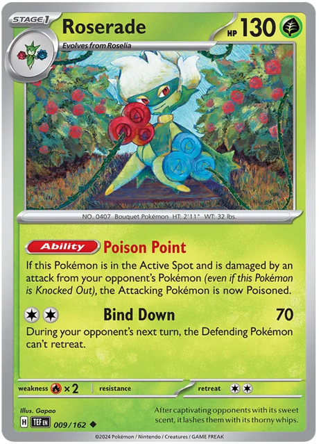Roserade Temporal Forces Pokemon Single 009/162