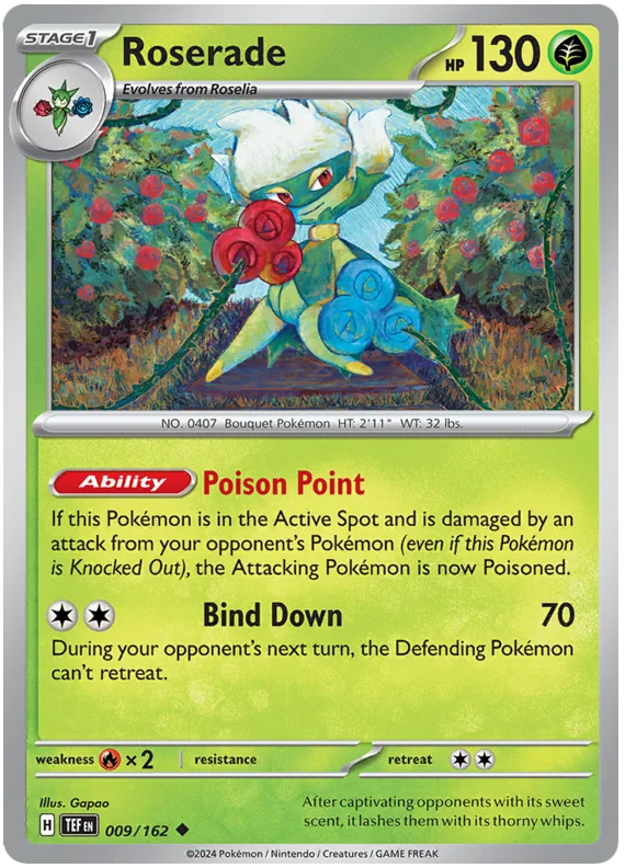 Roserade Temporal Forces Pokemon Single 009/162