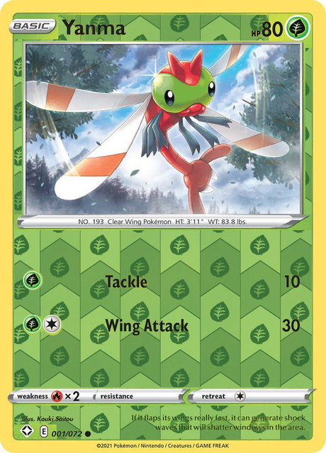 Yanma 001/072, Shining Fates, Reverse Holo finish, representative matte composite