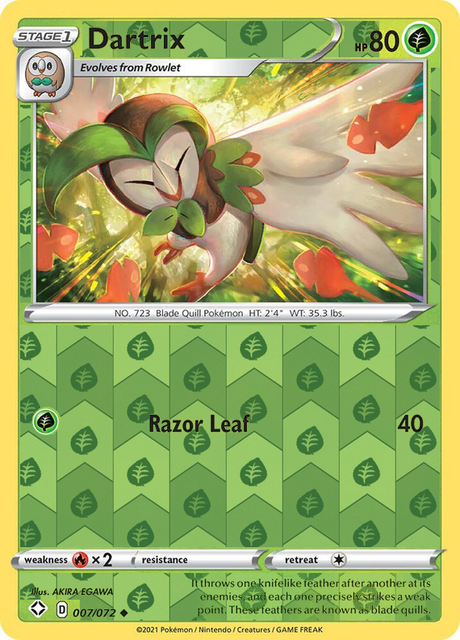 Dartrix 007/072, Shining Fates, Reverse Holo finish, representative matte composite
