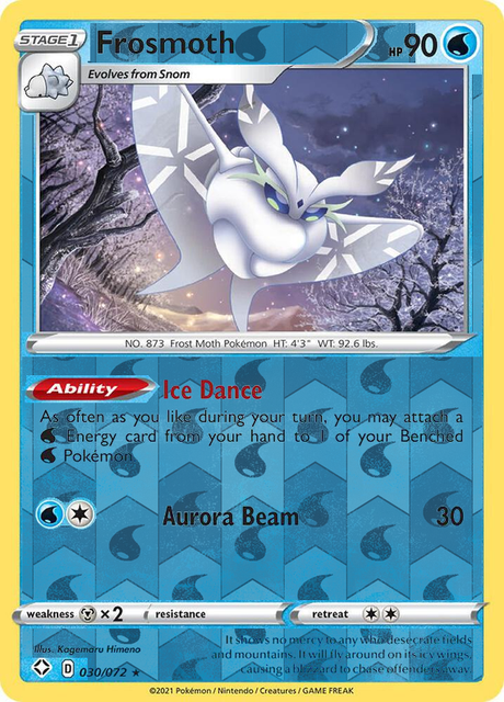 Frosmoth 030/072, Shining Fates, Reverse Holo finish, representative matte composite