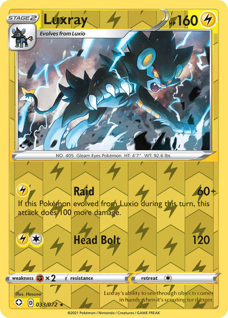 Luxray 033/072, Shining Fates, Reverse Holo finish, representative matte composite
