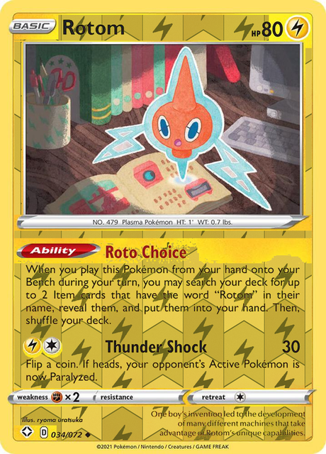 Rotom 034/072, Shining Fates, Reverse Holo finish, representative matte composite