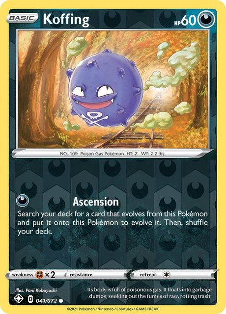 Koffing 041/072, Shining Fates, Reverse Holo finish, representative matte composite