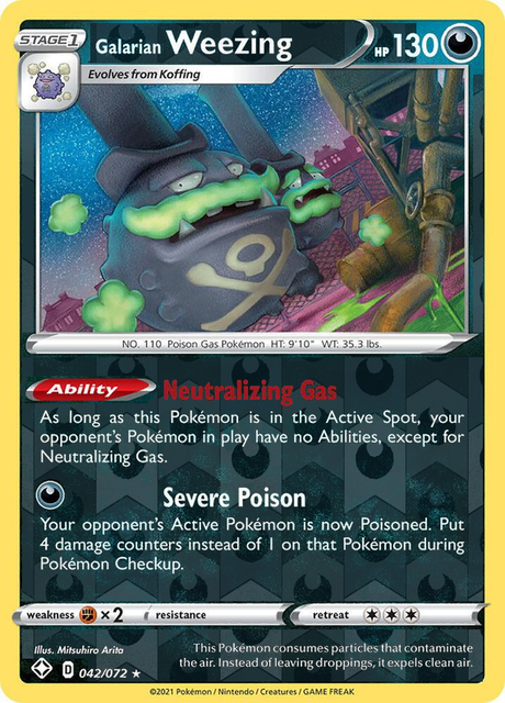Galarian Weezing 042/072, Shining Fates, Reverse Holo finish, representative matte composite