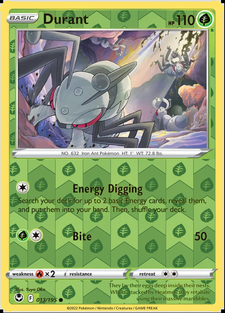 Durant 013/195, Silver Tempest, Reverse Holo finish, representative matte composite