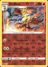 Delphox 027/195, Silver Tempest, Reverse Holo finish, representative matte composite