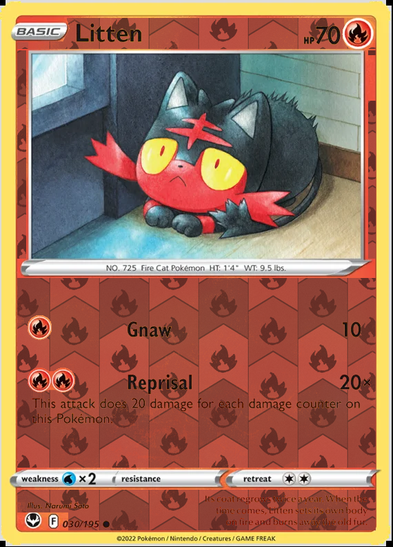 Litten 030/195, Silver Tempest, Reverse Holo finish, representative matte composite