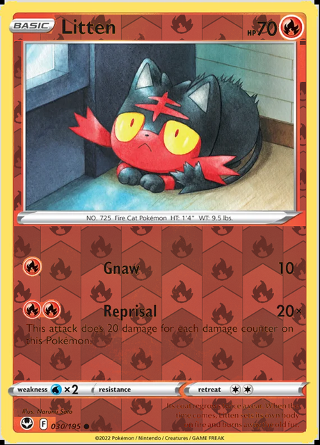 Litten 030/195, Silver Tempest, Reverse Holo finish, representative matte composite