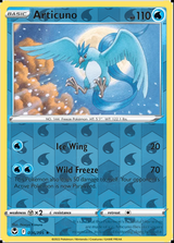 Articuno 036/195, Silver Tempest, Reverse Holo finish, representative matte composite