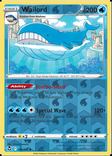 Wailord 038/195, Silver Tempest, Reverse Holo finish, representative matte composite