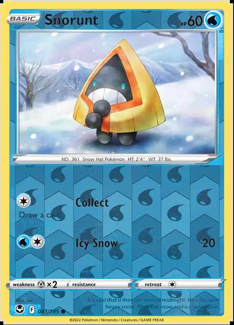 Snorunt 041/195, Silver Tempest, Reverse Holo finish, representative matte composite