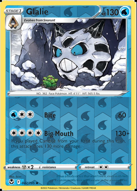 Glalie 042/195, Silver Tempest, Reverse Holo finish, representative matte composite