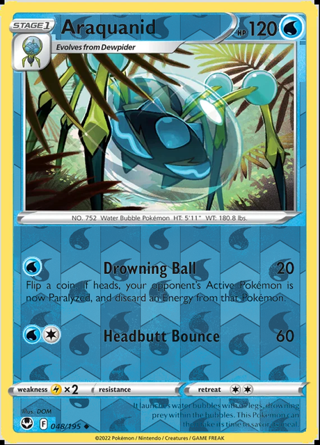 Araquanid 048/195, Silver Tempest, Reverse Holo finish, representative matte composite