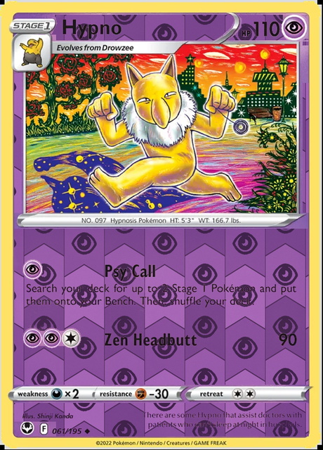 Hypno 061/195, Silver Tempest, Reverse Holo finish, representative matte composite
