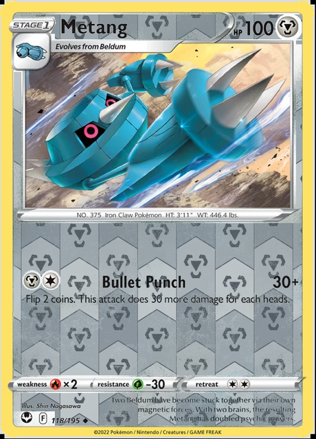 Metang 118/195, Silver Tempest, Reverse Holo finish, representative matte composite