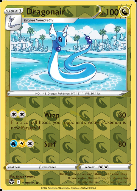 Dragonair 130/195, Silver Tempest, Reverse Holo finish, representative matte composite