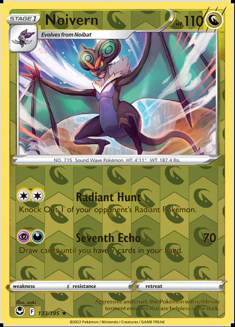 Noivern 133/195, Silver Tempest, Reverse Holo finish, representative matte composite