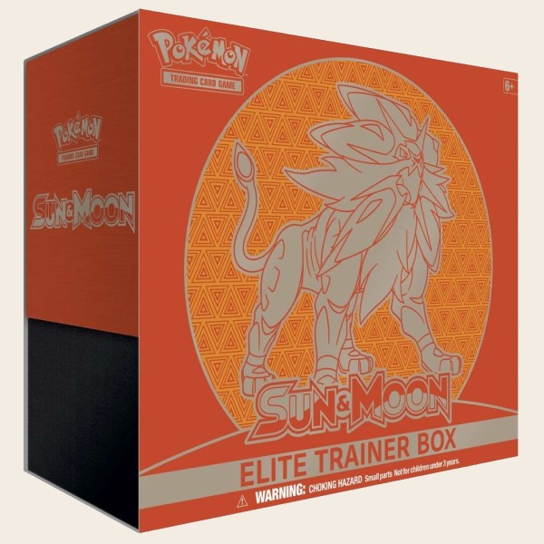 Pokémon Sun & Moon Elite Trainer Box featuring Solgaleo