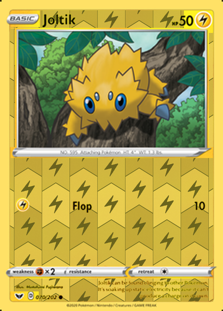 Joltik 070/202, Sword & Shield Base Set, Reverse Holo finish, representative matte composite