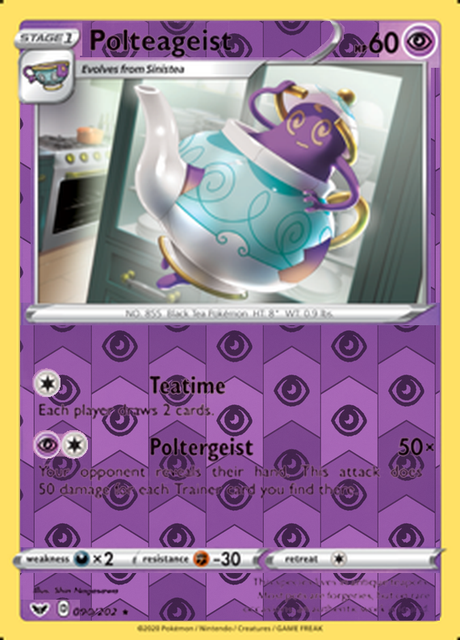 Polteageist 090/202, Sword & Shield Base Set, Reverse Holo finish, representative matte composite