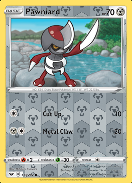 Pawniard 133/202, Sword & Shield Base Set, Reverse Holo finish, representative matte composite
