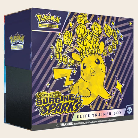 Pokémon Surging Sparks Elite Trainer Box featuring Pikachu
