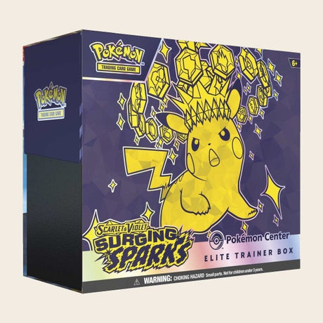 Pokémon Surging Sparks Elite Trainer Box featuring Pikachu