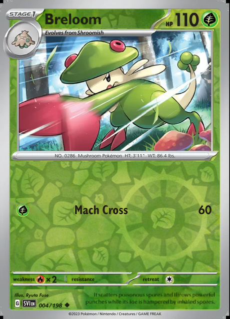 Breloom 004/198, Scarlet & Violet Base, Reverse Holo, representative matte composite
