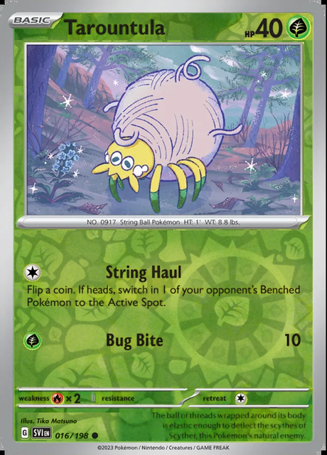 Tarountula 016/198, Scarlet & Violet Base, Reverse Holo, representative matte composite