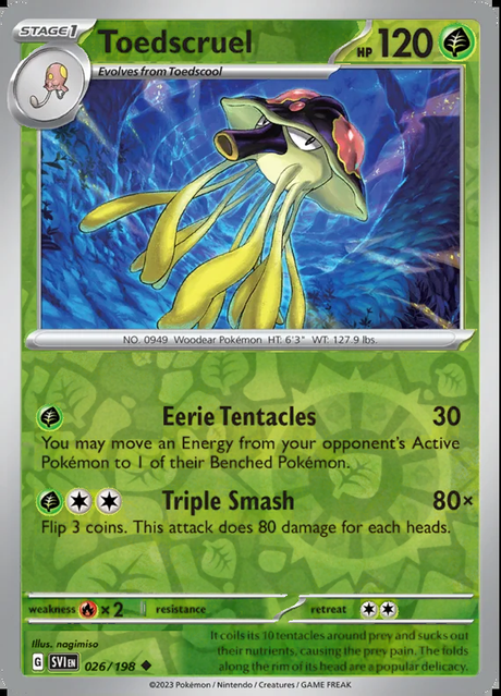 Toedscruel 026/198, Scarlet & Violet Base, Reverse Holo, representative matte composite
