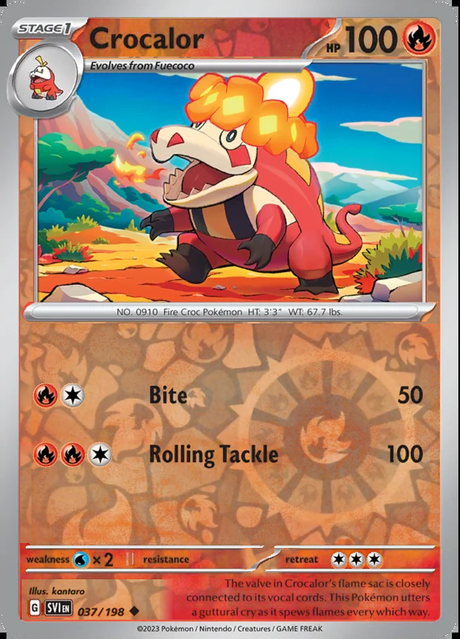 Crocalor 037/198, Scarlet & Violet Base, Reverse Holo, representative matte composite