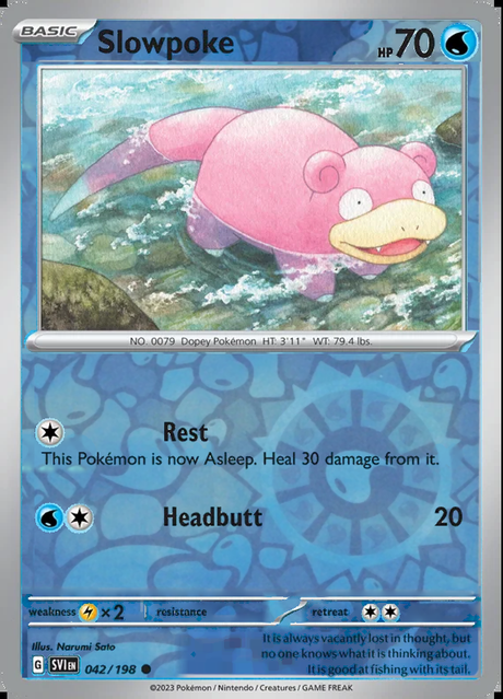 Slowpoke 042/198, Scarlet & Violet Base, Reverse Holo, representative matte composite
