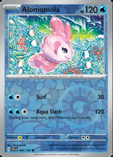Alomomola 048/198, Scarlet & Violet Base, Reverse Holo, representative matte composite