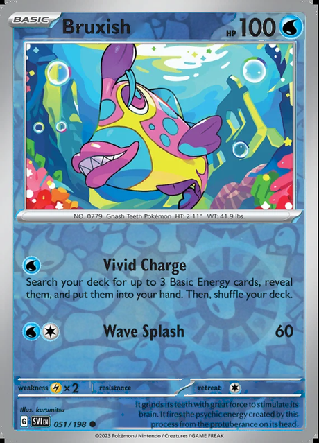 Bruxish 051/198, Scarlet & Violet Base, Reverse Holo, representative matte composite