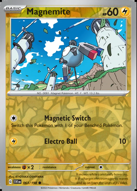 Magnemite 063/198, Scarlet & Violet Base, Reverse Holo, representative matte composite